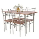 3/5PCS Dining Set Wood Metal Table & 2/4 Chairs Kitchen Breakfast Furniture for Home, Indoor & Outdoor - Image 6