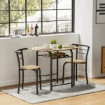 3/5PCS Dining Set Wood Metal Table & 2/4 Chairs Kitchen Breakfast Furniture for Home, Indoor & Outdoor - Image 3