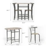 3/5PCS Dining Set Wood Metal Table & 2/4 Chairs Kitchen Breakfast Furniture for Home, Indoor & Outdoor - Image 2