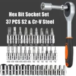 46pc Drive Socket Set 1/4 inch Ratchet Wrench Set with Sockets Metric Hex Bit Socket Set Mechanic Tool Kits for Auto Repair Hous - Image 6