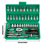 46pc Drive Socket Set 1/4 inch Ratchet Wrench Set with Sockets Metric Hex Bit Socket Set Mechanic Tool Kits for Auto Repair Hous - Image 5