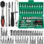 46pc Drive Socket Set 1/4 inch Ratchet Wrench Set with Sockets Metric Hex Bit Socket Set Mechanic Tool Kits for Auto Repair Hous