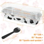 50pcs cake Box Foil Loaf Pan Homemade Cake Bake Mold of Home Shop Baking Wedding Party Cheesy Cheese Bread Container Dessert Box - Image 6