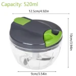 520ml Manual Food Chopper Hand Pull String Vegetable Cutter Onions Garlic Chopper Portable Food Mincer for Garlic Ginger Fruits - Image 2